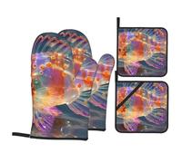 Kit de cuisson coloré en forme de poisson durable, gants de four et maniques avec design imperméable et protection contre la chaleur