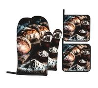 Kit de cuisson durable avec gants de four et maniques - Design étanche et résistant à la chaleur