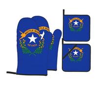 Kit de cuisson durable avec motif drapeau de l'État du Nevada - Gants de four et maniques - Imperméable et résistant à la chaleur