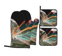 Kit de cuisson transparent papillon durable, gants de four et maniques avec design imperméable et protection thermique