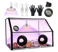 Kit de Culture de Champignons, Tente Transparente de Champignons avec Lampe | Chambre de Culture avec 2 Ouvertures pour les Mains, Thermomètre Hygromètre, 2 Pulvérisateurs et Gants, Serre Intérieure