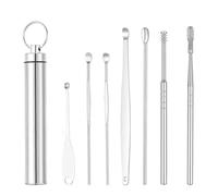Kit de cure-oreille en acier inoxydable Ensemble de bâtonnets nettoyage des oreilles en acier inoxydable, cure-oreille réutilisable, cuillère à , outil portable for éliminer le cérumen(7PCS Box Set2)
