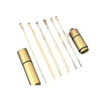 Kit de cure-oreille en acier inoxydable Nettoyeur d'oreilles, cure-oreilles, outil d'élimination du cérumen, cuillère de nettoyage des oreilles, dissolvant(Glod)