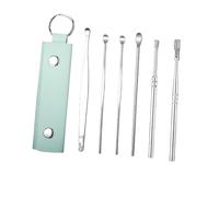 Kit de cure-oreille en acier inoxydable Nettoyeur d'oreilles, cure-oreilles, outil d'élimination du cérumen, cuillère de nettoyage des oreilles, dissolvant(Green)