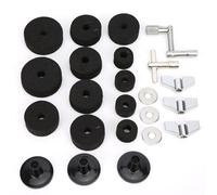 Kit de cymbales en feutre pour batterie, 23 pièces, accessoires de percussion antidérapants de qualité supérieure avec rondelle d'écrous à oreilles de base pour la protection de (Noire)