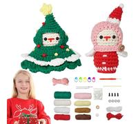Kit de de Noël au crochet, kit de Noël pour débutants au crochet - Set Apprendre à crocheter | Kit de tricot Outils pour crochet, kit de crochet avec pupazz