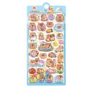 Kit de décalcomanies d'animaux gonflés - Autocollants Capybara amovibles | Autocollants Capybara de 9,5 x 20 cm pour école maternelle, étiquettes imperméables en vinyle, décalcomanie kawaii