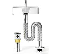 Kit de déchets d'évier en acier inoxydable, avec tuyau flexible et crépine, tuyau de vidange flexible universel avec piège à odeurs, tuyau de descente de bassin étanche(Nonporous,Small bounce)