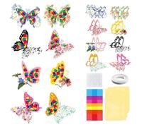 Kit de Déco Printanière, 16 Kits de Bricolage de Loisirs Créatifs de Printemps, Autocollants Fenêtre À Réaliser Soi-Même avec Effet Vitrail, Attrape-soleil Pendentif pour Maison Decoration