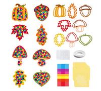 Kit de Déco Printanière, 16 Kits de Bricolage de Loisirs Créatifs de Printemps, Autocollants Fenêtre À Réaliser Soi-Même avec Effet Vitrail, Attrape-soleil Pendentif pour Maison Decoration