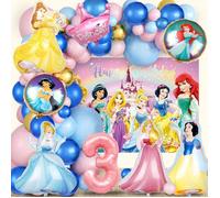 Kit de Décoration Anniversaire - GATO NEGRO - Princesse - Ballons en Aluminium - Fond en Vinyle - 3 Ans