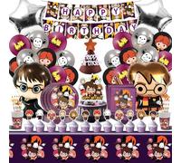 Kit de Décoration Anniversaire Harry - 100 Pièces, Ballons à Hélium, Accessoires pour Gâteau, Vaisselle et Nappes Anniversaire Harry