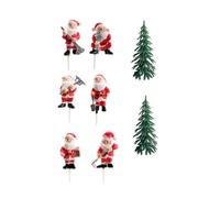 Dekora Design Kit de décoration Bûche de Noël 3 à 6 cm – 6 décors Sapins et Père Noël Rouge