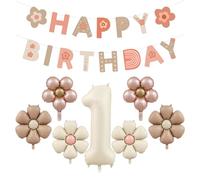 Kit de décoration d'anniversaire avec guirlande de marguerites Happy Birthday, décoration d'anniversaire de 1 an, pour fille et garçon, ballons décoratifs pour le 1er anniversaire, guirlande