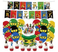 Kit de décoration d'anniversaire motif de LEGO Ninjago, bannière, grande décoration de gâteau,-Style anime cool pour enfants et
