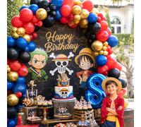Kit de décoration d'anniversaire pour enfants sur le thème One Piece, comprenant un bouquet d'arche de ballons en latex et en aluminium, thème anime. 5