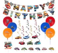 Kit de décoration d'anniversaire pour voiture, ballons de fête, bannière Happy Birthday, décoration d'anniversaire Hot Wheels, convient pour les fêtes sur le thème du sport automobile et des festivals