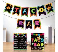 Kit de décoration de bar à tacos, décorations de fête mexicaine de carnaval, bannière, guirlande de bar à tacos, convient pour le 5 mai, fête à thème mexicain, enterrement de vie de jeune fille, showe