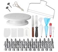 Kit de décoration de Cupcakes Professionnel 73 pièces : Plateau tournant, Poches à Douille, Embouts, spatule et lisseur.