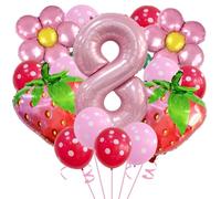 Kit de décoration de fête en forme de chiffre 8 - Ballons roses et rouges en forme de chiffre 8 - 81,3 cm