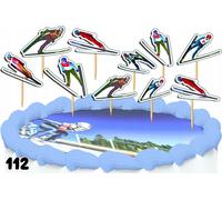 Kit de décoration de gâteau - sauts de ski 10 pièces.