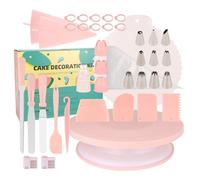 Kit de décoration de gâteaux, 139 outils de décoration de gâteaux avec plateau tournant de 27,9 cm, spatule droite et décalée, 4 raclettes, assiette en plastique, poches à douille et buses