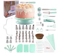 Kit de décoration de gâteaux 207 pièces avec poches à douille et buses, plateau tournant à gâteau, grattoir à crème au beurre, spatule droite et coudée, niveleur de découpe et autres accessoires de