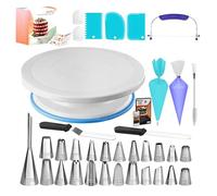 Kit de décoration de gâteaux - 64pcs Cake Turntable Cake Decorating Supplies - Conseils de tuyauterie de glaçage, outils de pâtisserie de glaçage, sacs réutilisables