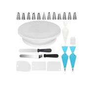 Kit de décoration de gâteaux 71 pièces avec support rotatif pour gâteau, 12 douilles numérotées, 50 poches à pâtisserie, spatule droite et coudée, 3 grattoirs et autres fournitures de pâtisserie