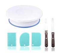 Kit De DéCoration De GâTeaux Kit de décoration gâteaux avec plateau tournant (6 pièces) for la cuisson et pâtisserie Pour GâTeaux(Graded white set)