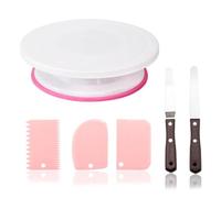 Kit De DéCoration De GâTeaux Kit de décoration gâteaux avec plateau tournant (6 pièces) for la cuisson et pâtisserie Pour GâTeaux(Graded pink set)