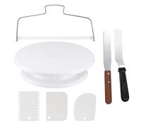 Kit De DéCoration De GâTeaux Plateau tournant à gâteau de 28 cm (11 pouces) avec lisseur glaçage, niveleur, support DIY, spatule crème, outils décoration et accessoires pâtisserie Pour GâTeaux(7PCS)