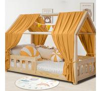 Kit de décoration de lit de maison, 2 cieux en mousseline et 1 guirlande de fanions, pour garçons et filles, décoration pour chambre d'enfant, baldaquin I 67 x 320 cm Jaune