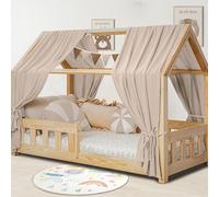 Kit de décoration de lit de maison, ciel de lit en mousseline - 2 ciels de lit et 1 guirlande de fanions, pour garçons et filles, décoration pour chambre d'enfant, baldaquin I 135 x 320 cm Gris clair