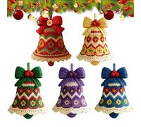 Kit de décoration de Noël en crochet à faire soi-même - Cloches de Père Noël tricotées à la main - Kit complet de bricolage de Noël pour débutants avec fil et instructions (français non garanti