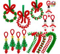 Kit de décoration de Noël - JOYIN - Lot 40 pièces - Bois naturel - Perles multicolores - À suspendre