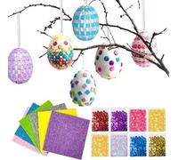 Kit de décoration de Pâques Oeufs en polystyrène Paillettes Autocollants 20