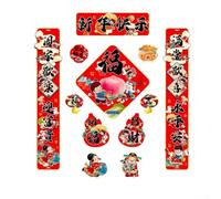 Kit de décoration de porte magnétique « Year of the Horse » - 11 pièces en papier rouge et doré - Réutilisable - Décoration festive du Nouvel An lunaire pour entrée de maison (A)