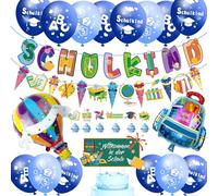 Kit de décoration de rentrée des classes pour garçon 2025, guirlande de rentrée scolaire + bannière de sacs à sucre, 18 ballons avec motif ABC 123 + 2 ballons en aluminium pour la rentrée des classes