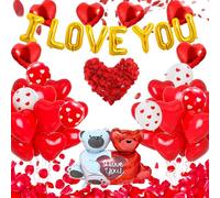 Kit de Décoration de Saint Valentin, Palloncino Romantiques et Pétales +1000 Pétales de Rose Rouges en Soie, Decorazione a Forma di Cuore, pour Décorations de Demande en Mariage et de Fiançailles