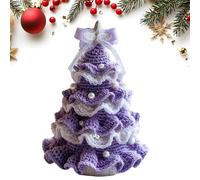 Kit de décoration de sapin de Noël au crochet à faire soi-même - Fait à la main - Nœud - Perle - Décoration de Noël avec fil (violet-A)