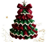 Kit de décoration de sapin de Noël au crochet à faire soi-même - Kit de décoration de vacances pour débutants - Nœud en perles - Décorations de fête de Noël (vert)