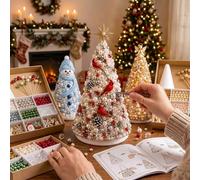 Kit de décoration de sapin de Noël en perles colorées, kit de sapin de Noël à poser sur table, ensemble de sapin de Noël fait main, accessoires de fête de fin d'année, accessoires de bricolage. C