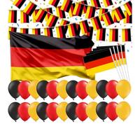 Kit de décoration de table XXL Allemagne avec plus de 50 pièces ballons, guirlande de fanions et serviettes Coupe du Monde de football