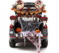 Kit de décoration de voiture pour Halloween - Tronc de sorcière ou friandise - Sang - Yeux qui coulent - Monstre - Grands autocollants pour voiture, maison, SUV, arche, garage, pelouse