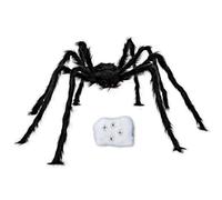 Kit de décoration d'Halloween géant de 125 cm - Parfait pour l'intérieur et l'extérieur - Avec toile d'araignée de 60 g et 4 petites araignées (noir - 125 cm)