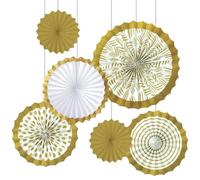 Kit de décoration élégant en éventail doré et blanc - Lot de 12 | 2 grands, 6 moyens et 4 petits - Parfait pour les célébrations, les événements et la décoration d'intérieur