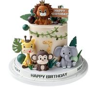 Kit De Décoration Gâteau Jungle Safari - 19 Figurines D'Animaux Pour Décoration De Gâteau D'Anniversaire - Lion, Girafe, Éléphan