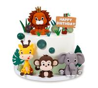 Kit de Décoration Gâteau Jungle Safari - 19 Figurines d'Animaux pour Décoration de Gâteau d'Anniversaire - Lion, Girafe, Éléphant, Singe - Parfait pour Thème Jungle Safari Anniversaire Garçon ou Fille