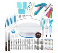 Kit de décoration gâteaux ultime 207 pièces avec plateau tournant, 100 poches à douille et outils complets - Ensemble d'outils pâtisserie professionnels faire soi-même